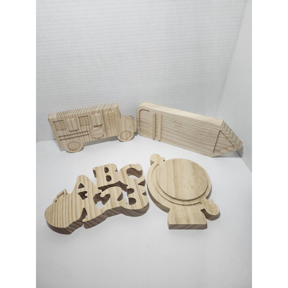Lot Of 4 Solid Wood Classroom Cut Outs